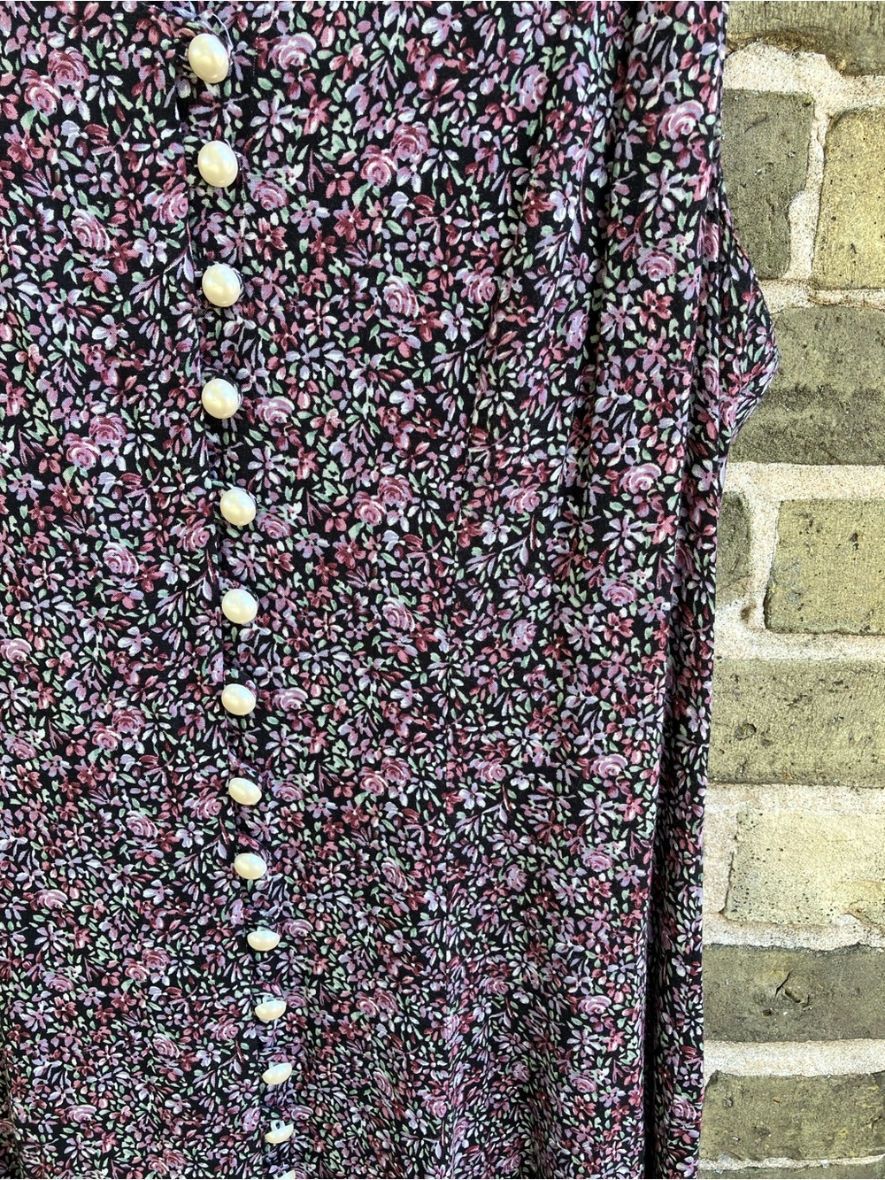 Paris Sport Club 90's Floral Button Front Maxi Dress Purple & Green Ditsy Floral - Picture 12 of 15